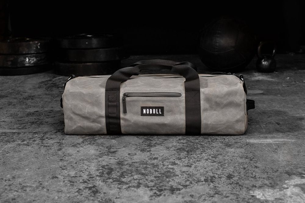 NOBULL Waxed Canvas Traditional Duffle Backpacks - Grey - Ireland (3921GIDAO)